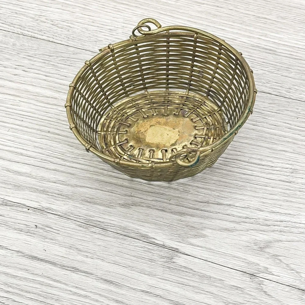 Vintage Woven Brass Basket Bowl - Made in‎ India